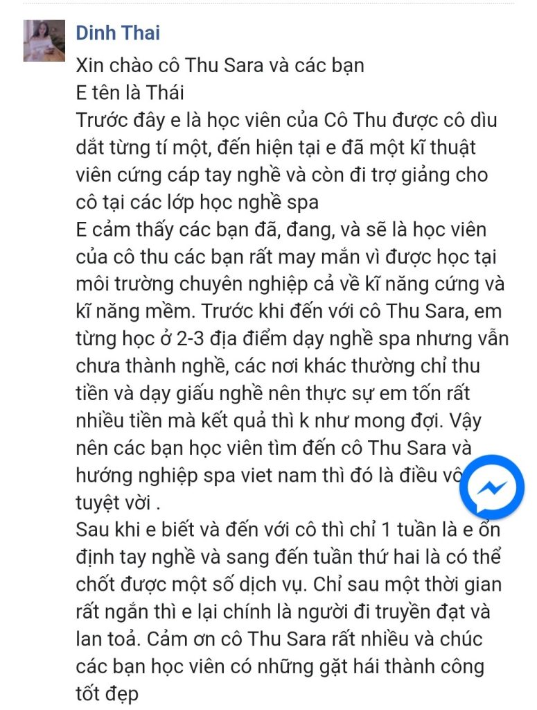 Comment Cô Thu Sara - Văn hóa SPA 1