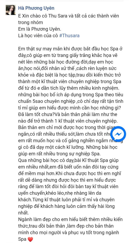 Comment Cô Thu Sara - Văn hóa SPA 2