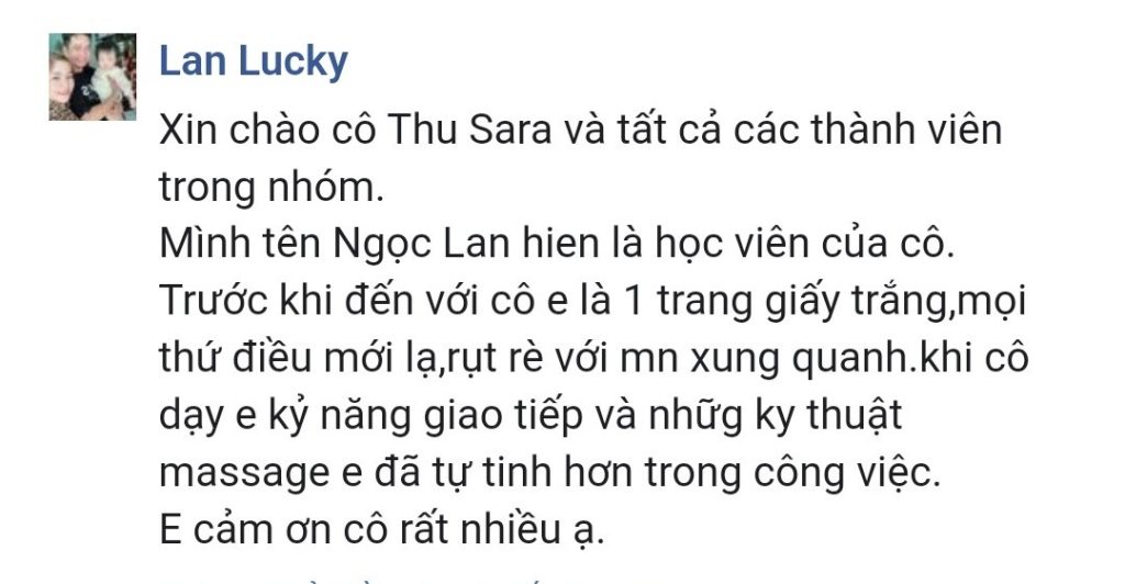 Comment Cô Thu Sara - Văn hóa SPA 3