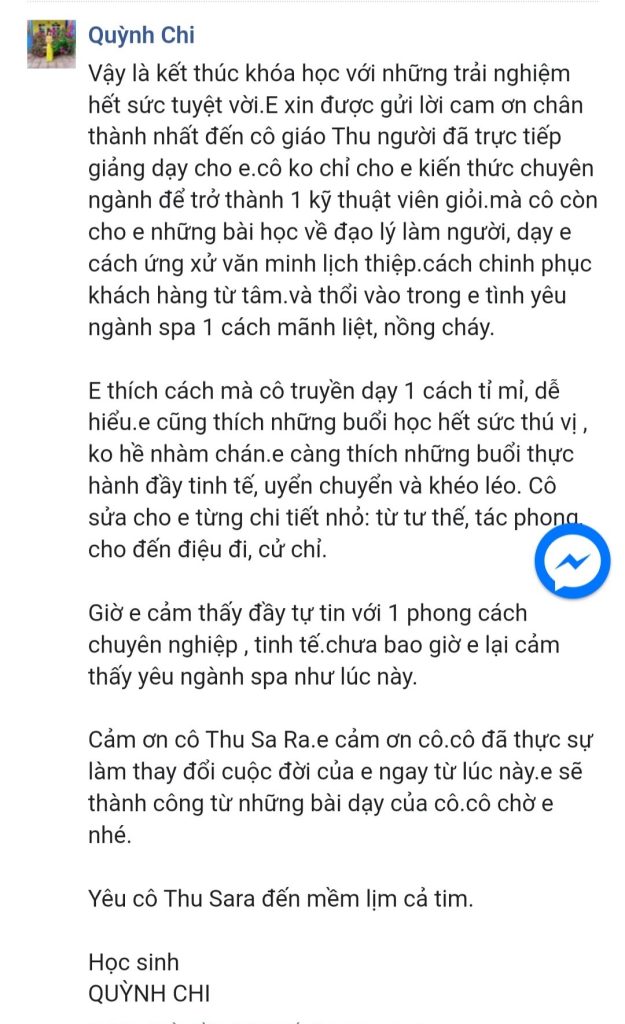 Comment Cô Thu Sara - Văn hóa SPA 5