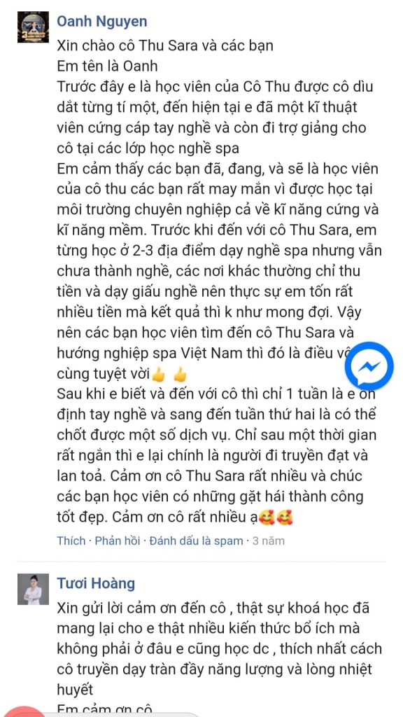 Comment Cô Thu Sara - Văn hóa SPA 7