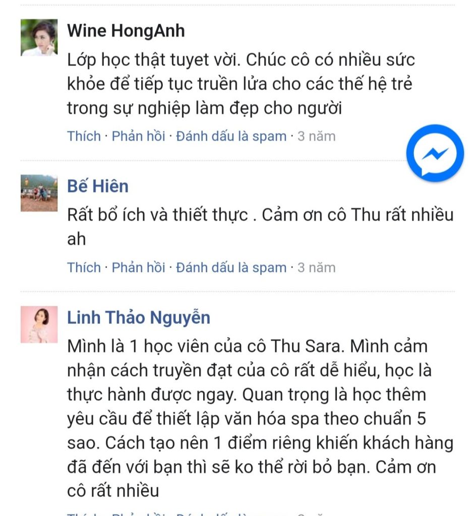 Comment Cô Thu Sara - Văn hóa SPA 8